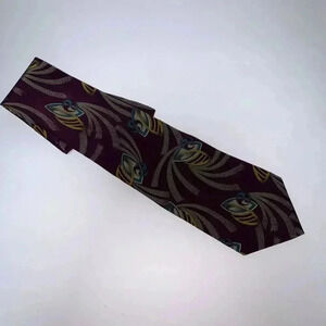 VINTAGE Alfani Mens Tie 100% Silk Necktie Peacock PURPLE, Handmade ITALY